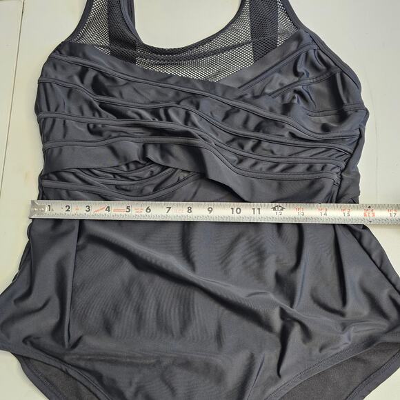 Adore Me One Piece Swim Womens Plus Size 2X Black Lilinoe Contour Plus Fishnet - Picture 9 of 16